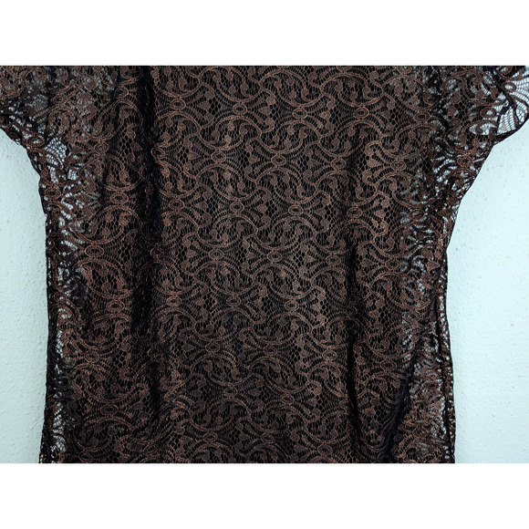 New Ann Taylor sz XS Sheer Lace Blouse copper & black tank lined 2340 - Picture 2 of 5